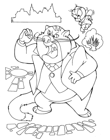 Fat Cat Is Mad Coloring Page